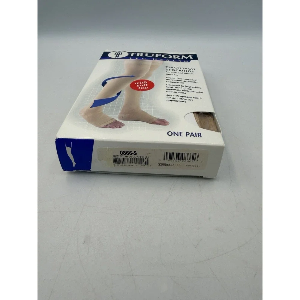 Truform 0866-S Thigh High Compression Stockings 20-30 mmHg Small Beige Open Toe